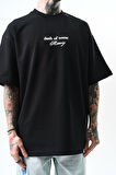 Erkek Memory Baskılı Oversize T-Shirt Siyah