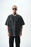 Erkek PlayOff 99 Baskılı Yıkamalı Oversize T-Shirt Siyah