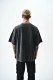 Erkek PlayOff 99 Baskılı Yıkamalı Oversize T-Shirt Siyah