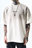 Erkek Unfuckwithable Baskılı Oversize T-Shirt Ekru
