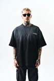 Erkek Pegasus Baskılı Oversize T-Shirt Siyah