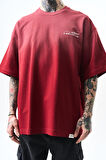 Erkek Pegasus Baskılı Oversize T-Shirt Bordo