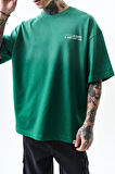 Erkek Pegasus Baskılı Oversize T-Shirt Nefti