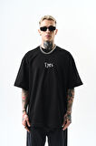 Erkek Eyes Baskılı Oversize T-Shirt Siyah