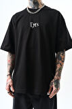 Erkek Eyes Baskılı Oversize T-Shirt Siyah