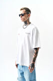Erkek Godfather Baskılı Oversize T-Shirt Beyaz