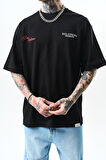 Erkek Godfather Baskılı Oversize T-Shirt Siyah