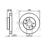 FREN DISKI KANGOO I  98-08 / CLIO II 98-05 / KANGOO I 98-08 / MEGANE I 96-03 / ÖN HAVALI 238-4