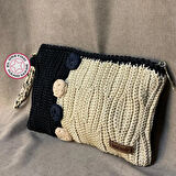 Uretti - Meryem 7194 - El Örgüsü Makrome İp Tığ İşi Clutch Çanta
