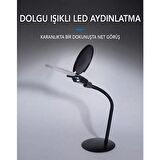 Tarez TH-7028B Masaüstü Işıklı Büyüteç Lamba Metal Gövde Çift LED