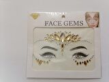 Gold Kendinden Yapışkanlı Yüz Taşı Sticker Face Gems Model3