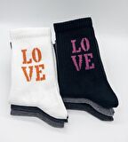 CİHO SOCKS 6 Çift Love Desen Yumuşak Dokulu Kadın Kolej Çorabı