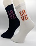 CİHO SOCKS 6 Çift Love Desen Yumuşak Dokulu Kadın Kolej Çorabı