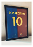 30x42 cm Ronaldinho Forma Tasarımlı Poster Tablo Çerçeve 1 mm Şeffaf PVC Korumalı
