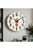 Çiçek desenli Dekoratif Türkçe Rakamlı UV Baskılı Duvar Saati (Sessiz) Akar Mekanizma Metal Akrep