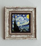 Vincent Van Gogh Starry Night Çerçeveli Taş Tablo , Çerçeveli Taş Duvar Dekoru