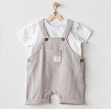 Andywawa AC25621 Ocean İs My Happy Place Müslin Bebek Salopet Takım Grey