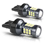 T20 21W TEK DUY GÜNDÜZ VE GERİ VİTES UYUMLU BEYAZ LED AMPÜL TAKIMI 2 ADET MERCEKLİ
