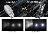 T20 21W TEK DUY GÜNDÜZ VE GERİ VİTES UYUMLU BEYAZ LED AMPÜL TAKIMI 2 ADET MERCEKLİ