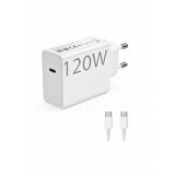 Hızlı Şarj Cihazı 120W Adaptör + Type C Kablo Hızlı Şarj Aleti Tüm Telefonlara Uyumlu