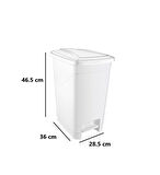 Omnipazar SRL-3029 Slim Pedallı Plastik Çöp Kovası İç Kovalı 25 lt Beyaz