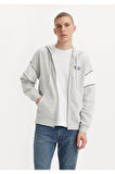 Kapüşon Yaka Gri Erkek Sweatshırt A9433-0000_RLXD GRAPHIC PIECED ZIP