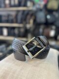 TRG POLO 4 CM SİYAH DESENLİ HAKİKİ DERİ ERKEK KEMERİ