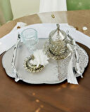  Enchant Gümüş Polyester Söz Tepsisi ve Damat Kahve Fincan Tepsisi 