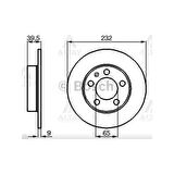 FREN DISKI GOLF4  98-03 / BORA 98-03 / POLO 02-09 / A3 97-03 / TOLEDO 99-05 / ARKA DÜZ 232-5