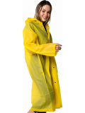 Kadın Erkek Yağmurluk Kapüşonlu Çıtçıtlı Eva Yağmurluk RÜZGARLIK SARI