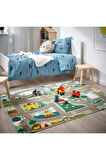 Vallaby Çocuk Halısı 100x133 cm Oyunlu Çocuk Odası Halı Yeşil