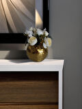  Işıltı Home Desing Aynalı Yuvarlak Cam Vazo Mini Boy Gold