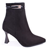 Dagoster DZA07-11332005 Siyah Süet Klasik Topuklu Kadın Bot