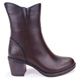 Dagoster DZA07-1314700 Kahve Klasik Topuk Fermuarlı Deri Kadın Bot