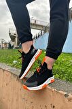 Günlük Kadın Erkek Sneaker Siyah Spor Ayakkabı Bağcıklı Rahat Esnek Tırtıklı Taban 567