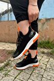 Günlük Kadın Erkek Sneaker Siyah Spor Ayakkabı Bağcıklı Rahat Esnek Tırtıklı Taban 567