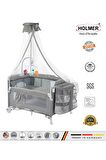 Holmer Coolstyle (Deluxe Kumaş) Premium Cibinlikli Dönenceli Anne Yanı/Oyun Parkı/Park Yatak 70x110cm Gri