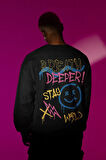 Breath Deeper Yazılı Unisex Oversize Tasarım Sweatshirt