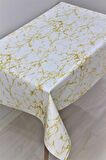 Elyaf Astarlı Silinebilir Pvc Muşamba Masa Örtüsü - Mermer Gold - 1068-2MermerGold