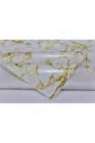 Elyaf Astarlı Silinebilir Pvc Muşamba Masa Örtüsü - Mermer Gold - 1068-2MermerGold
