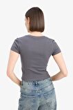 DeFacto Coool Fitted Basic Düz Ribana Kısa Kollu Tişört E0288AX25SMAR58