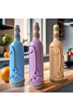 Cam Şarap Şişesi Dekorasyonları 3'lü Set, Soyut Yüz Desenli Pastel tonlarda Dekoratif Şişeler