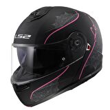 LS2 STROBE 2 LUX MAT SİYAH-PEMBE ÇENE AÇILIR KASK