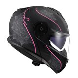 LS2 STROBE 2 LUX MAT SİYAH-PEMBE ÇENE AÇILIR KASK