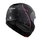 LS2 STROBE 2 LUX MAT SİYAH-PEMBE ÇENE AÇILIR KASK