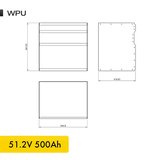 51,2V 500Ah 26.8kW LiFePO4 WPU Series Bluetooth'lu Lityum Demir Fosfat Akü/Batarya
