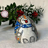 Uretti - Belkıs 8188 - El Yapımı Doğal Taş Yılbaşı Temalı Mutlu Kardan Adam Obje - 6 x 8 cm