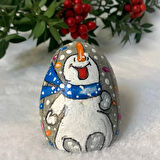 Uretti - Belkıs 8188 - El Yapımı Doğal Taş Yılbaşı Temalı Mutlu Kardan Adam Obje - 6 x 8 cm