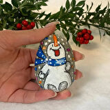 Uretti - Belkıs 8188 - El Yapımı Doğal Taş Yılbaşı Temalı Mutlu Kardan Adam Obje - 6 x 8 cm