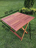 BİRAYSE Ahşap 80x80  İroko Mini Yemek Masası